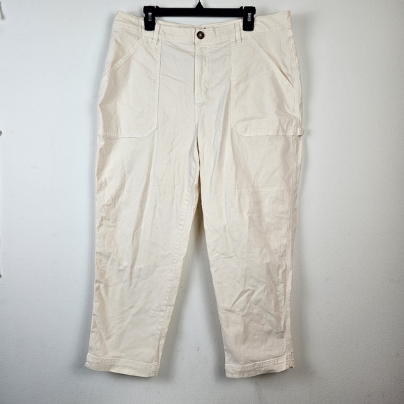 Marine Layer Maya Slim Straight Utility Pants Cotton Ivory Size 14 NWOT - Picture 3 of 9
